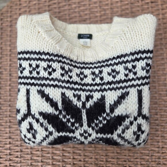 J. CREW Handknit Wool Alpaca Nordic Fair Isle Chunky Knit Sweater - Picture 7 of 10